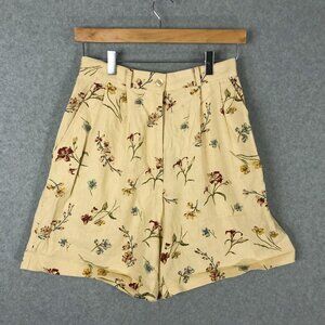 Talbots Vintage Cottagecore Floral High Waisted Cotton Linen Shorts Size 4/6